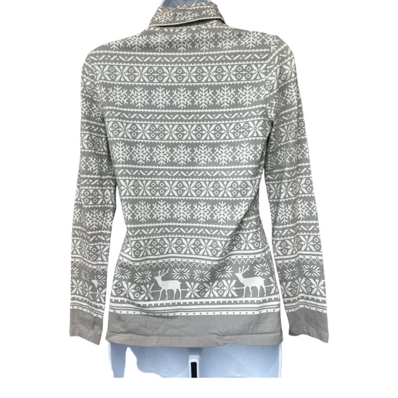 Sz XS The Talbots Tee Talbots Turtle Neck Long Sleeve Top Winter Print - Picture 4 of 5
